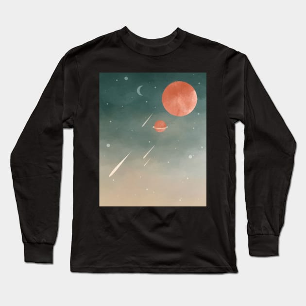 Night sky poster Long Sleeve T-Shirt by KlioStudio